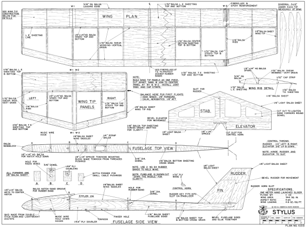 Stylus, Bauplan, Holzbaukasten Segelflugzeug